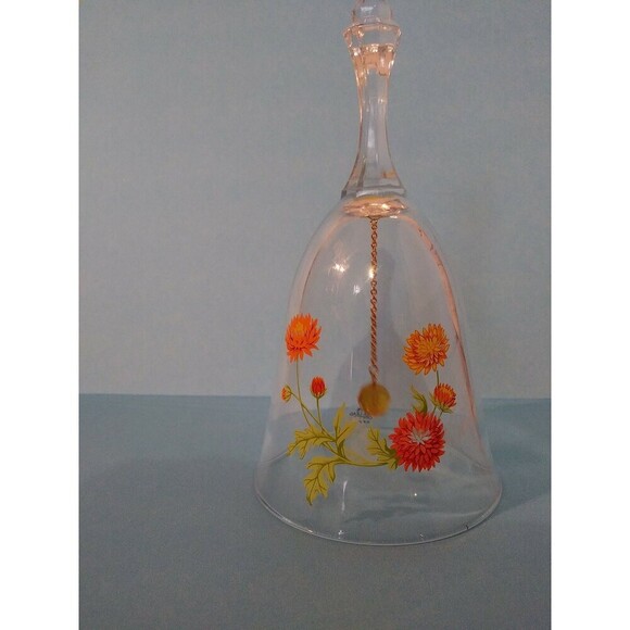 Vintage Avon Clear Glass 24% Full Lead Crystal  Decorative Bell Floral Design - Picture 3 of 8